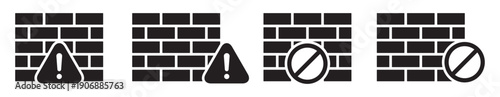 Brick wall warning  forbidden icon illustration