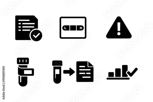 Medical test result icons set. Diagnostics and lab report vector illustration