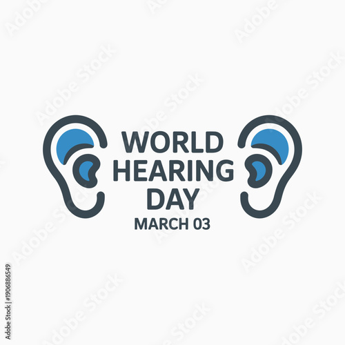 World Hearing Day Awareness Ears Blue Logo