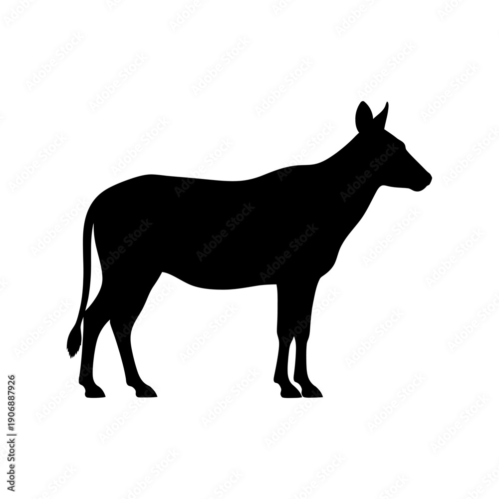 Fototapeta premium Silhouette of a Zebra Standing Proudly on a White Background.