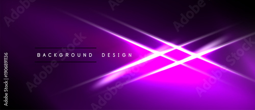 Purple background features bright white lines radiating from center. Text reads background design. Modern, vibrant aesthetic.