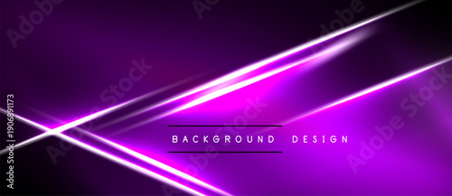 Dark purple background features bright neon lines. Diagonal streaks create dynamic visual effect. Minimalist design with text overlay.