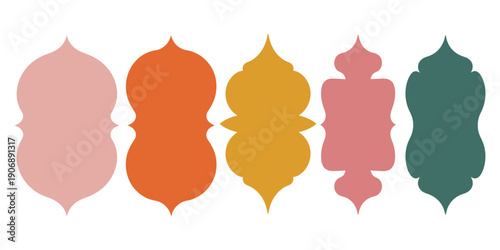 Old Mosque Windows Shape in Oriental Style, Muslim Architecture Arches, Arabic Frames and Moroccan Minimal Arcs, Islamic Door Silhouettes for Ramadan Kareem.