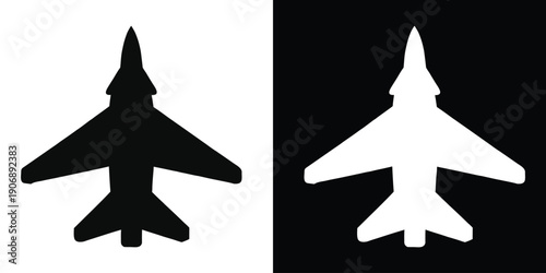 Fighter jet silhouette vector, airplane icon, plane silhouette vector