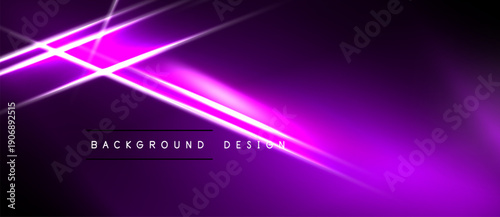 Dark background features vibrant purple neon lines. Diagonal streaks create dynamic visual effect. Minimalist design, modern aesthetic.