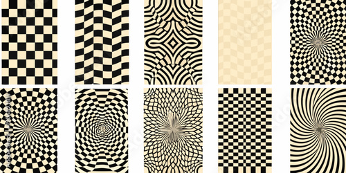Optical illusion patterns a collection of swirling and geometric designs