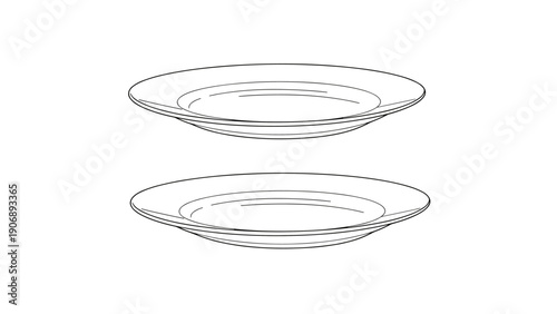 Simple black line art of two blank plates on white background