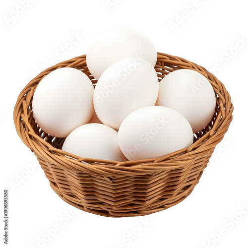 Wallpaper Mural White chicken eggs in a woven wicker basket, natural organic food ingredient, isolated on transparent background Torontodigital.ca