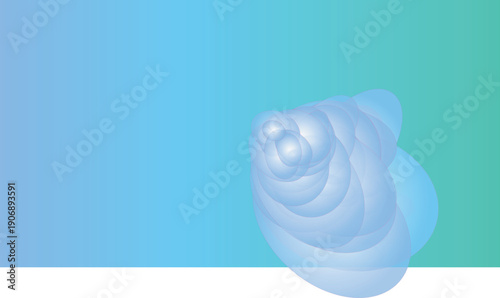 Abstract translucent blue spiral gradient on teal and sky blue background abstract artistic