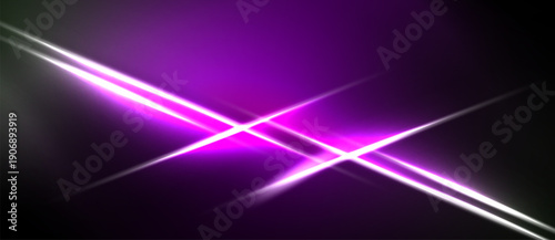 Abstract background features bright pink, white lines crossing dark space. Dramatic lighting creates modern visual effect.