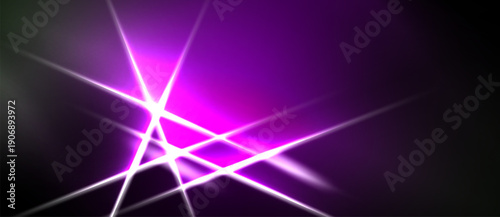 Bright purple light bursts radiate from center. Dark background creates dramatic visual effect. Abstract energy lines intersect.