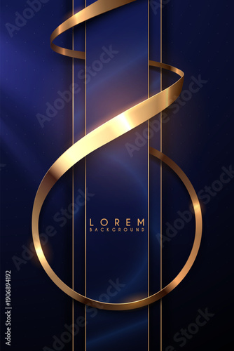 Golden lines on blue elegant background