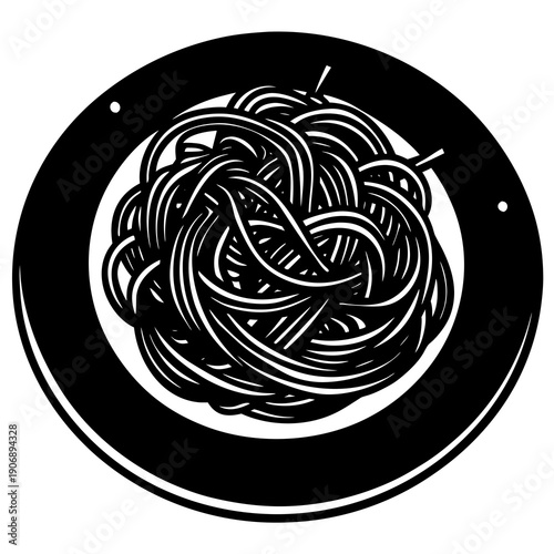 Italian spaghetti illustration, a classic and satisfying pasta dish, rich tomato sauce and perfectly cooked noodles