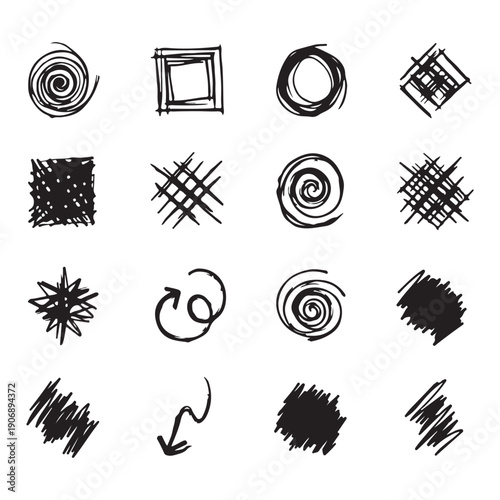 Abstract scratch texture set, rough grunge line icons, distressed texture elements, scratch vector pack, abstract noise icons, artistic texture graphics, grunge design elements

