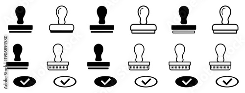 approval rubber stamp icons set
