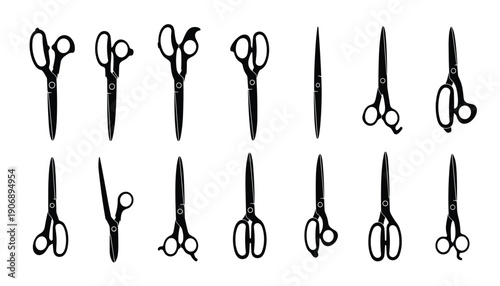 Professional Tailor Scissor Silhouettes for Fashion Design and Sewing