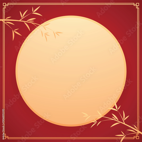 Happy Chinese new year 2026. Chinese new year banner for show product. Greeting card. China frame with lantern on red background.