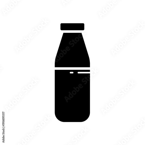 Milk bottle silhouette with white line, vector icon