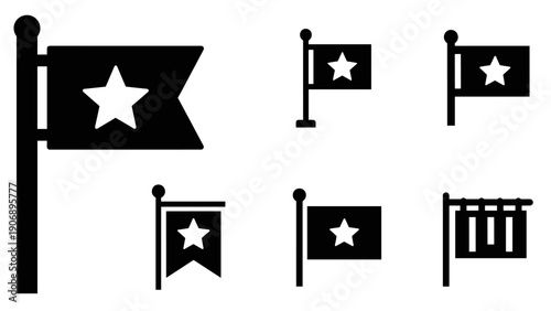 Silhouette star flags collection: iconic banners with bold designs