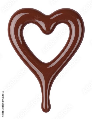 Glossy Chocolate Heart Sauce Flowing Downward
