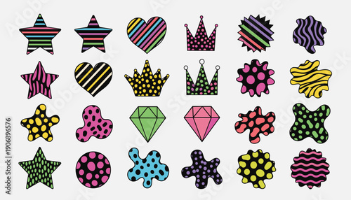 Vibrant Pop Art Stickers Featuring Neon Colors and Playful Patterns