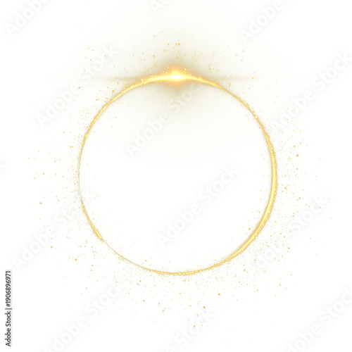 Canvas-taulu Elegant golden particle ring frame with glowing light flare and sparkling stardu