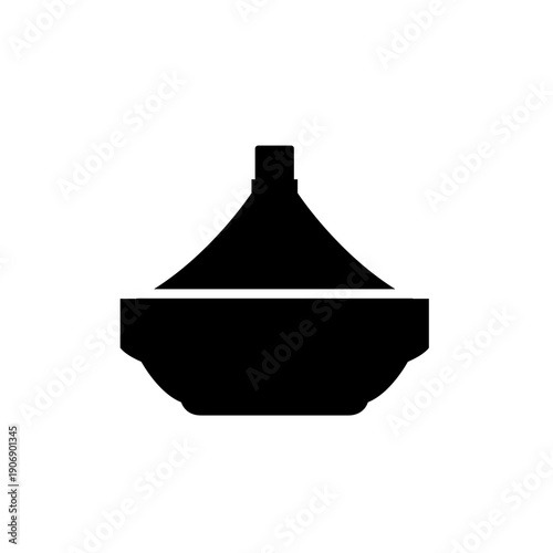 Simple black silhouette of a neti pot on a white background.