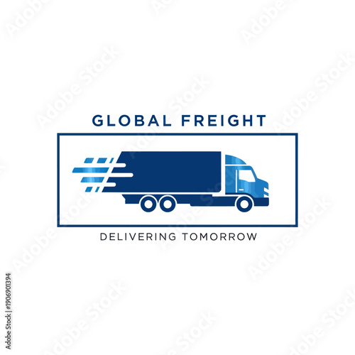 Blue Semi Truck Graphic with Freight Text.