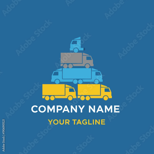Stacked Trucks Company Logo Design Template.