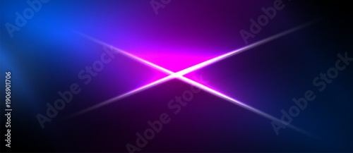 Bright starburst radiates from center. Blue, purple hues blend into darkness. Dramatic lighting creates abstract visual impact.