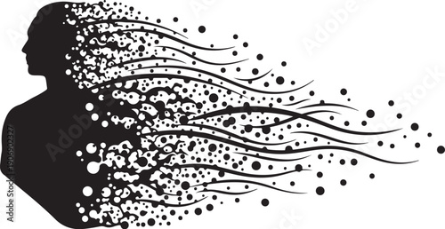 Silhouette of a person with flowing abstract floral design