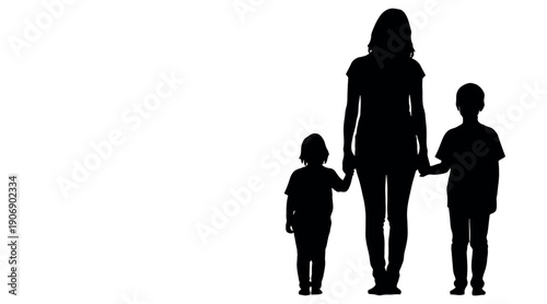 International mother's day family love silhouette mother and children