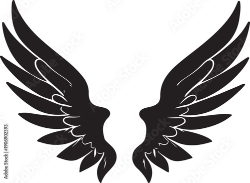 Angel Wing Silhouette Vector on Transparent Background