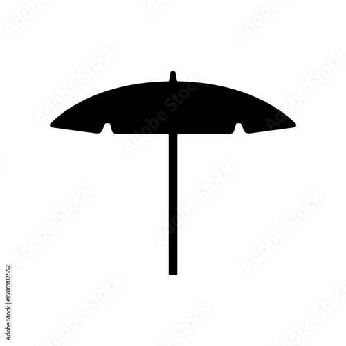 Black silhouette of a beach umbrella on a white background.
