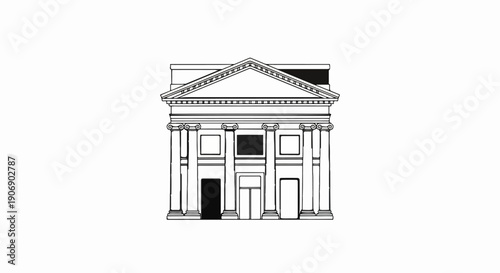 Elegant neoclassical building facade with columns and pediment