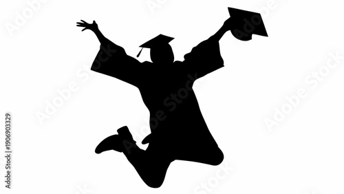 Graduate celebrating academic success with joyful leap