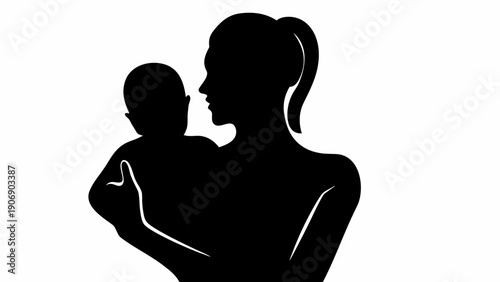 Loving mother holding her newborn baby close