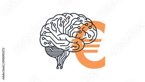 AI Brain with Euro Symbol Illustration