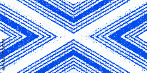 Abstract geometric pattern with vibrant blue lines on a white background