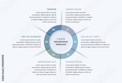 Circular chart infographic with six numbered segments