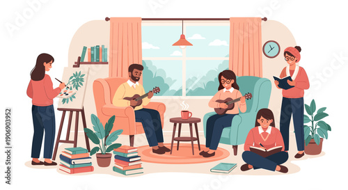 A relaxed yet professional mood captured in this illustration, perfect for lifestyle or business content.