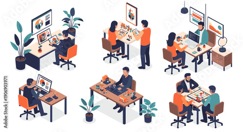 A focused individual working diligently at his desk, ideal for business and productivity themes.