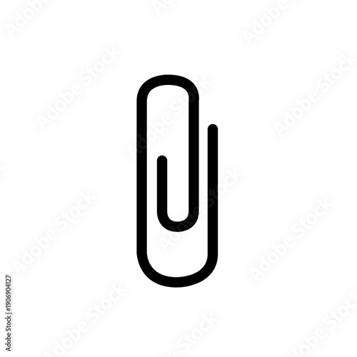 Simple black paperclip icon on white background.