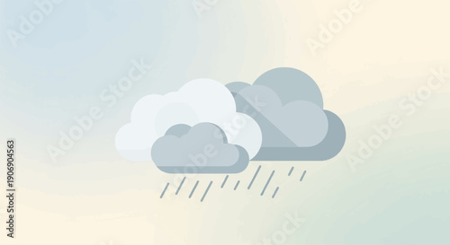 Gray clouds release rain against a soft gradient sky