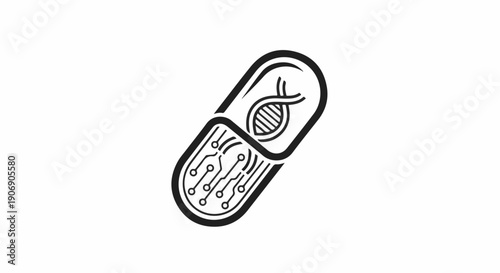 Futuristic capsule containing DNA and circuitry