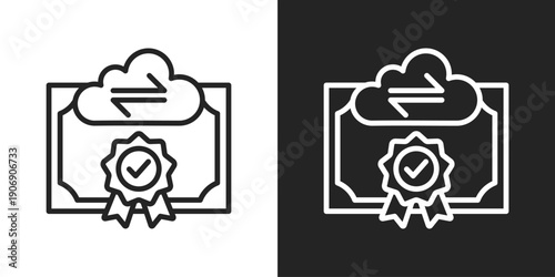 Cerifications Icon In Black And White Outline Style