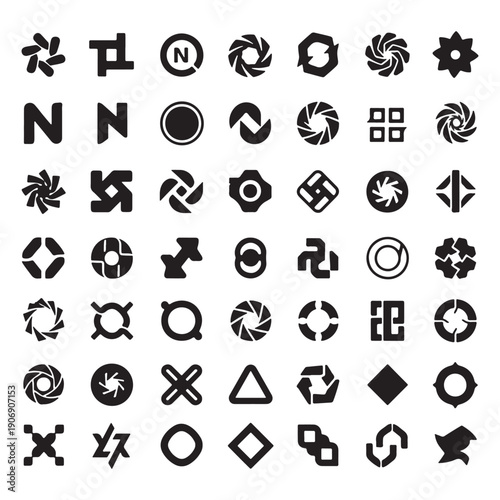 Abstract rotation icon set, cancel reload symbols, navigation action outline icons, rotate arrow vector pack, refresh direction icons, abstract control icons, ui action pack

