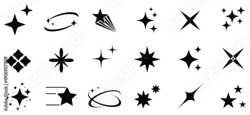 Sparkle vector icons set.
