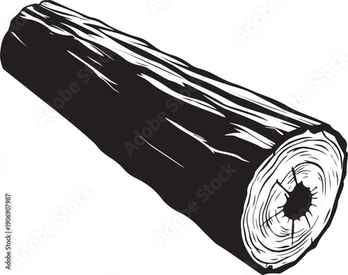 Wood Log Silhouette Vector on Transparent Background