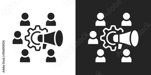 employee engagement Icon In Black And White Glyph Style
